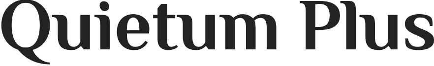 The Quietum Plus wordmark in dark serif letters